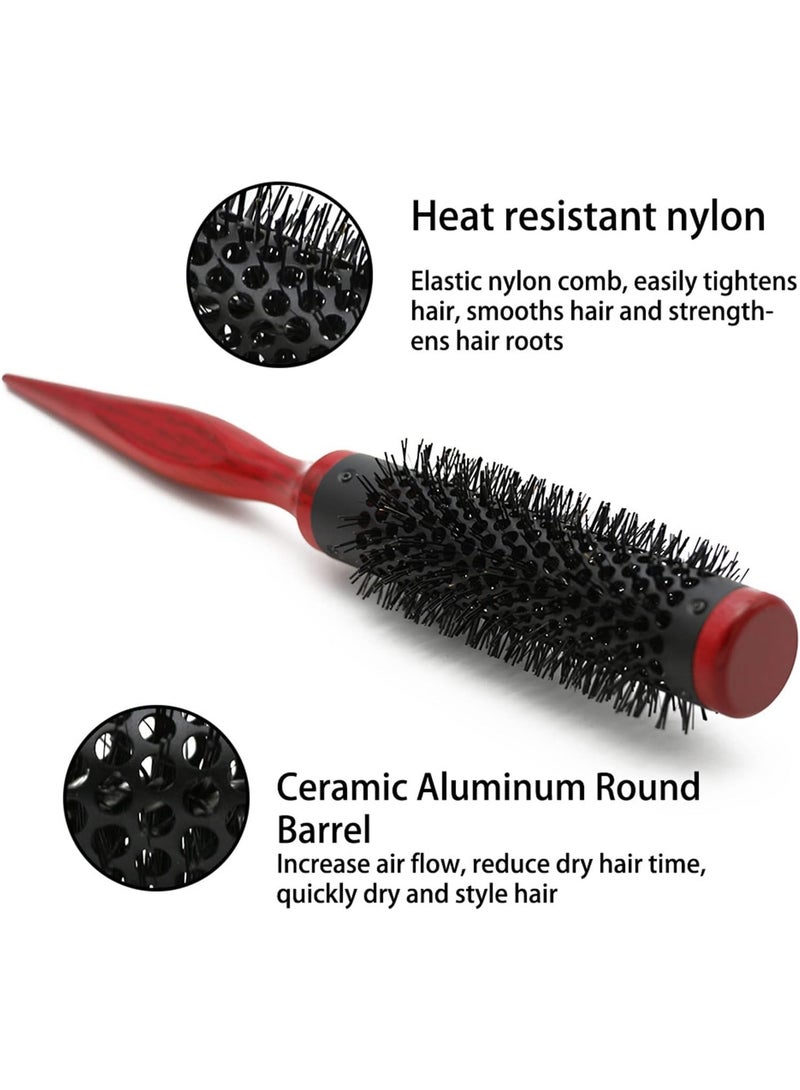 1 قطعة من فرشاة الشعر الدائرية لجفف الشعر بالمنفاخ مع شعيرات النايلون، فرشاة لتحريك الشعر الحرارية، فرشاة تجميل الشعر الصغيرة والرفيعة جدًا، فرشاة الشعر لجفف بالمنفاخ وتضخيم وتحريك ويمسح الشعر - Image 3